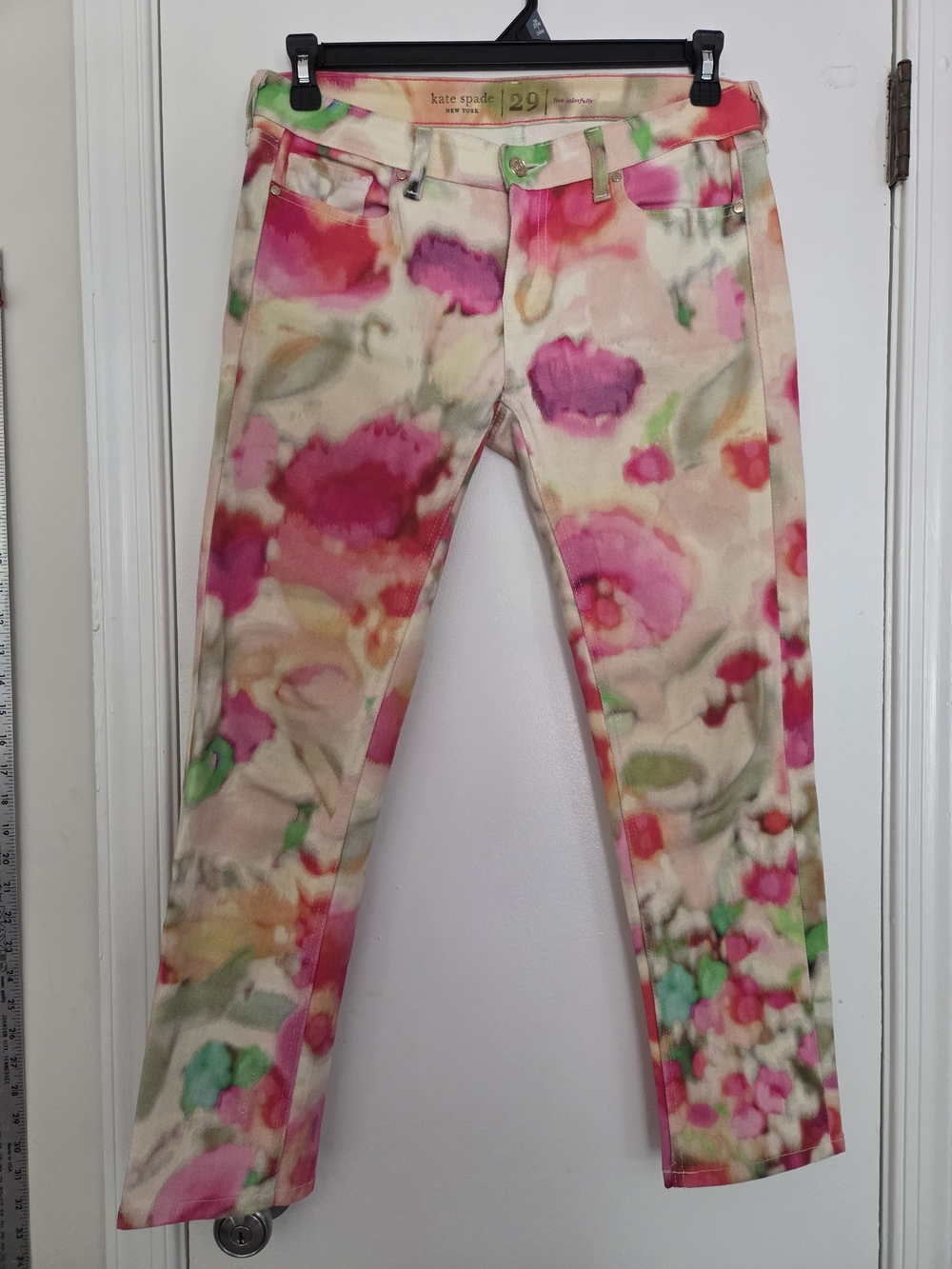 Kate Spade Broome Street Floral Watercolor Skinny Crop Jeans Size 29